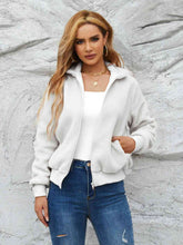 Load image into Gallery viewer, Zip Up Collared Neck Long Sleeve Jacket