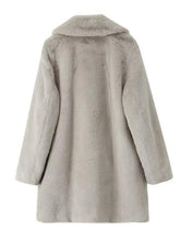 Load image into Gallery viewer, Faux Fur Button Up Lapel Neck Coat with Pocket