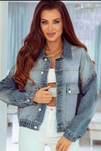 Load image into Gallery viewer, Button Up Collared Neck Denim Jacket