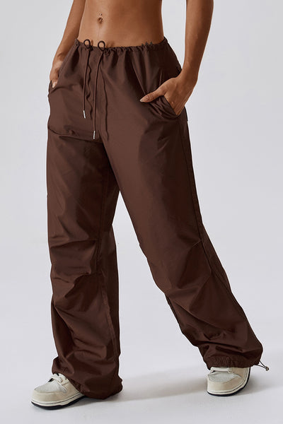 Long Loose Fit Pocketed Parachute Sports Pants