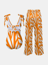 Load image into Gallery viewer, Printed Tie Shoulder Swimwear and Pants Swim Set