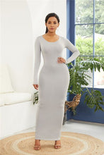 Load image into Gallery viewer, Round Neck Long Sleeve Maxi Wrap Dress