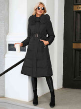 Load image into Gallery viewer, Longline Hooded Winter Coat with Pockets