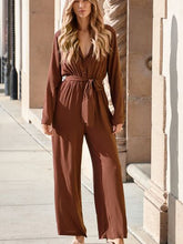 Load image into Gallery viewer, Pocketed Button Up Tie-Waist Jumpsuit