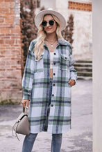 Load image into Gallery viewer, Plaid Dropped Shoulder Longline Jacket