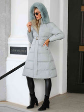 Load image into Gallery viewer, Longline Hooded Winter Coat with Pockets