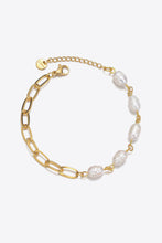 Load image into Gallery viewer, Half Pearl Half Chain Stainless Steel Bracelet