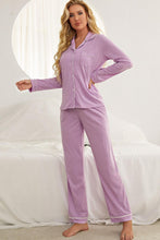 Load image into Gallery viewer, Contrast Piping Button Down Top and Pants Loungewear Set