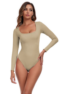 Square Neck Long Sleeve Active Bodysuit