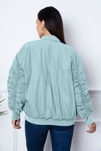 Load image into Gallery viewer, Ruched Zip Up Dropped Shoulder Jacket