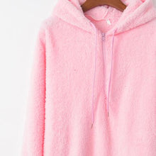 Load image into Gallery viewer, Quarter-Zip Drawstring Teddy Hoodie