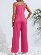 Load image into Gallery viewer, Tie-Shoulder Wide Leg Jumpsuit with Pockets