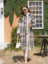 Load image into Gallery viewer, Plaid Button Up Dropped Shoulder Coat