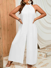 Load image into Gallery viewer, Plus Size Sleeveless Halter Neck Wide Leg Jumpsuit