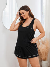 Load image into Gallery viewer, Plus Size Contrast Piping Racerback Tank and Shorts Lounge Set