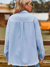 Load image into Gallery viewer, Raw Hem Denim Jacket with Pockets