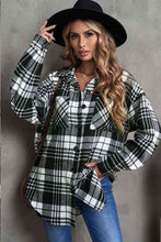 Load image into Gallery viewer, Plaid Collared Neck Button Up Jacket with Pockets