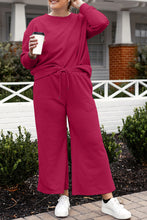 Load image into Gallery viewer, Double Take Full Size Textured Long Sleeve Top and Drawstring Pants Set