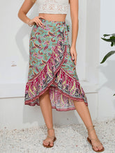 Load image into Gallery viewer, Tie Waistband Flounce Hem Midi Skirt