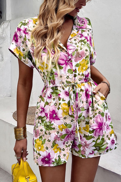 JULIANNA Floral Drawstring Romper