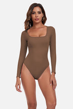 Load image into Gallery viewer, Square Neck Long Sleeve Active Bodysuit