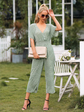 Load image into Gallery viewer, Polka Dot Surplice Neck Jumpsuit with Pockets