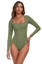 Load image into Gallery viewer, Square Neck Long Sleeve Active Bodysuit