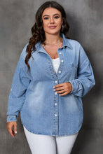 Load image into Gallery viewer, Plus Size Button Up Pocketed Denim Top