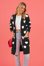 Load image into Gallery viewer, Heart Graphic Open Front Cardigan with Pockets