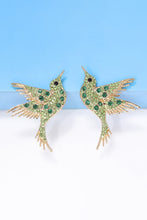 Load image into Gallery viewer, Bird Shape Zinc Alloy Frame Glass Stone Dangle Earrings