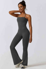 Load image into Gallery viewer, Halter Neck Flare Sport Jumpsuit