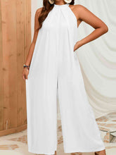 Load image into Gallery viewer, Plus Size Sleeveless Halter Neck Wide Leg Jumpsuit