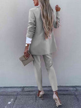 Load image into Gallery viewer, Lapel Collar Long Sleeve Blazer and Pants Set