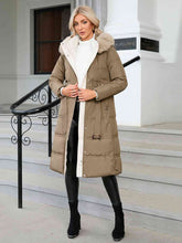 Load image into Gallery viewer, Longline Hooded Winter Coat with Pockets