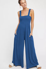 Load image into Gallery viewer, Smocked Square Neck Wide Leg Jumpsuit with Pockets