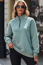 Load image into Gallery viewer, Quarter Zip Dropped Shoulder Sweatshirt