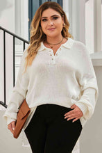 Load image into Gallery viewer, Plus Size Quarter-Button Collared Sweater