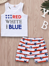 Load image into Gallery viewer, Kids Graphic Tank and US Flag Shorts Set