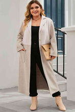 Load image into Gallery viewer, Plus Size Collared Neck Buttoned Longline Coat