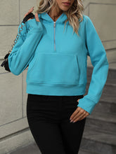 Load image into Gallery viewer, Zip-Up Raglan Sleeve Hoodie with Pocket