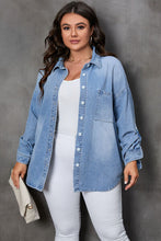 Load image into Gallery viewer, Plus Size Button Up Pocketed Denim Top