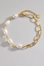 Load image into Gallery viewer, Half Pearl Half Chain Stainless Steel Bracelet