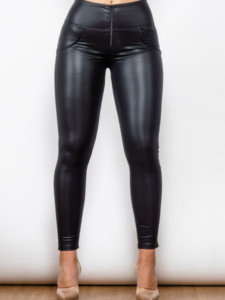 Matte PU Leather Long Pants