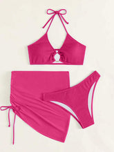 Load image into Gallery viewer, Tied Halter Neck Three-Piece Swim Set