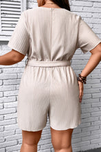 Load image into Gallery viewer, Plus Size Tie Waist Surplice Neck Romper