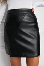 Load image into Gallery viewer, Faux Leather Mini Skirt with Slit