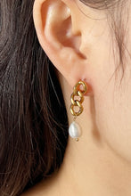 Load image into Gallery viewer, Stainless Steel Pearl Asymmetrical Earrings