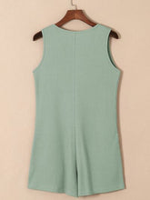 Load image into Gallery viewer, Waffle-Knit Half Button Sleeveless Romper with Pockets