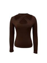 Load image into Gallery viewer, Crisscross Halter Neck Long Sleeve T-Shirt