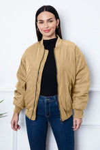 Load image into Gallery viewer, Ruched Zip Up Dropped Shoulder Jacket